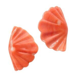 Authentic! Vintage Tiffany & Co Cummings 18k Yellow Gold Coral Fan Earrings 1982